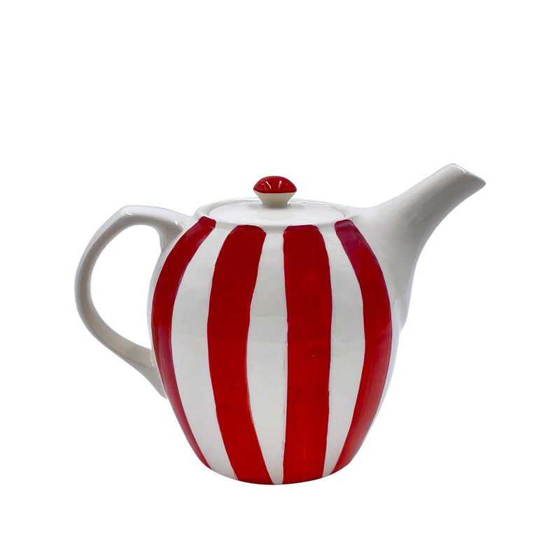 Villa Bologna Pottery-Teapot in Red, Stripes