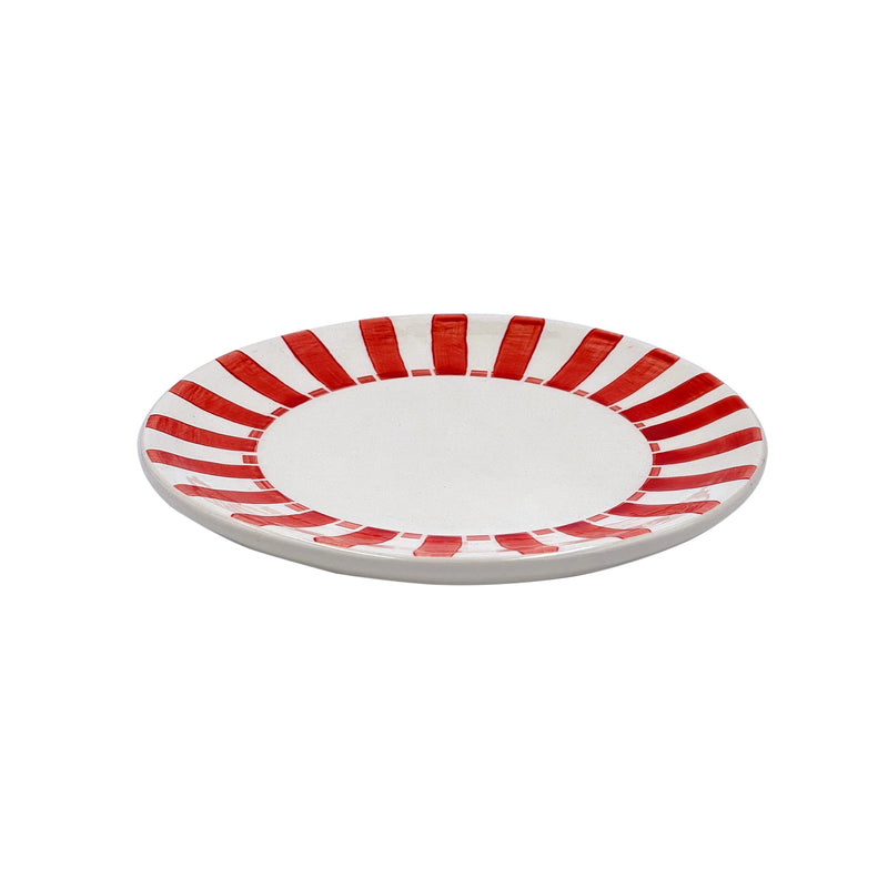 Villa Bologna Pottery-Side Plate in Red, Stripes