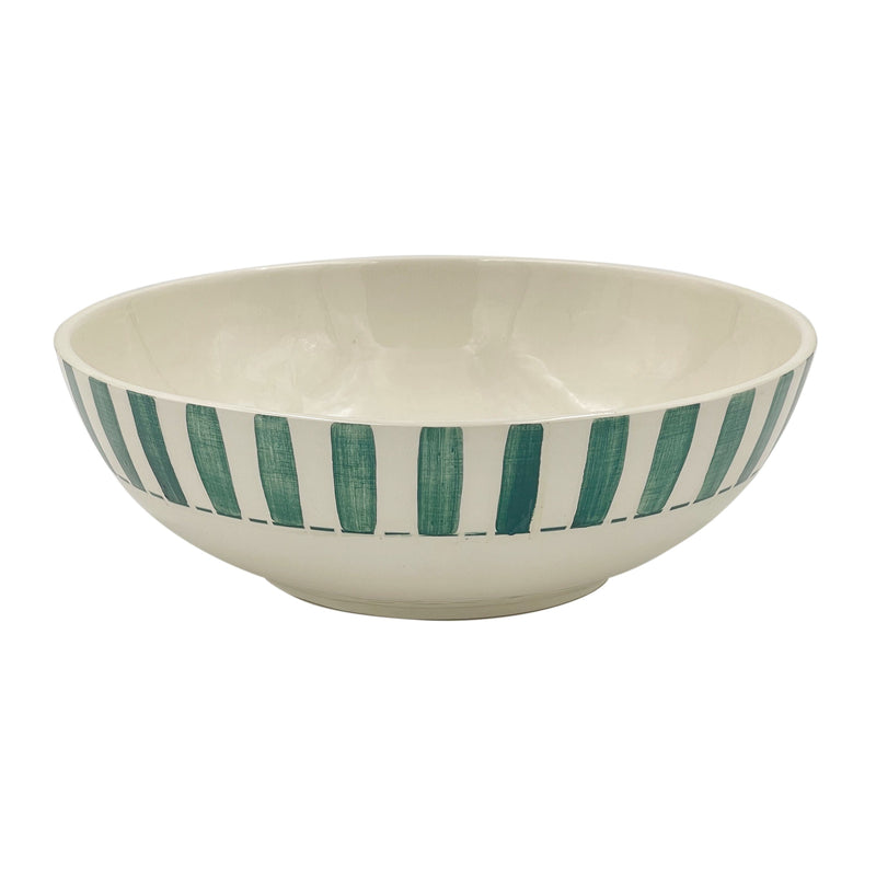 Villa Bologna Pottery-Large Bowl in Green, Stripes