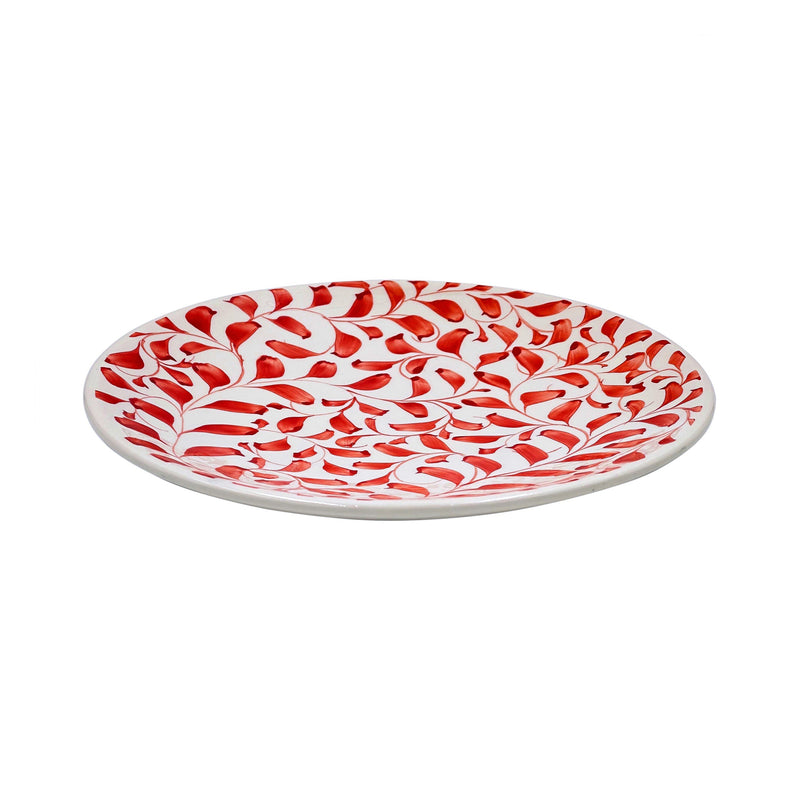Villa Bologna Pottery-Charger Plate in Red, Scroll