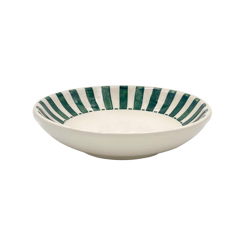 Villa Bologna Pottery-Pasta Bowl in Green, Stripes