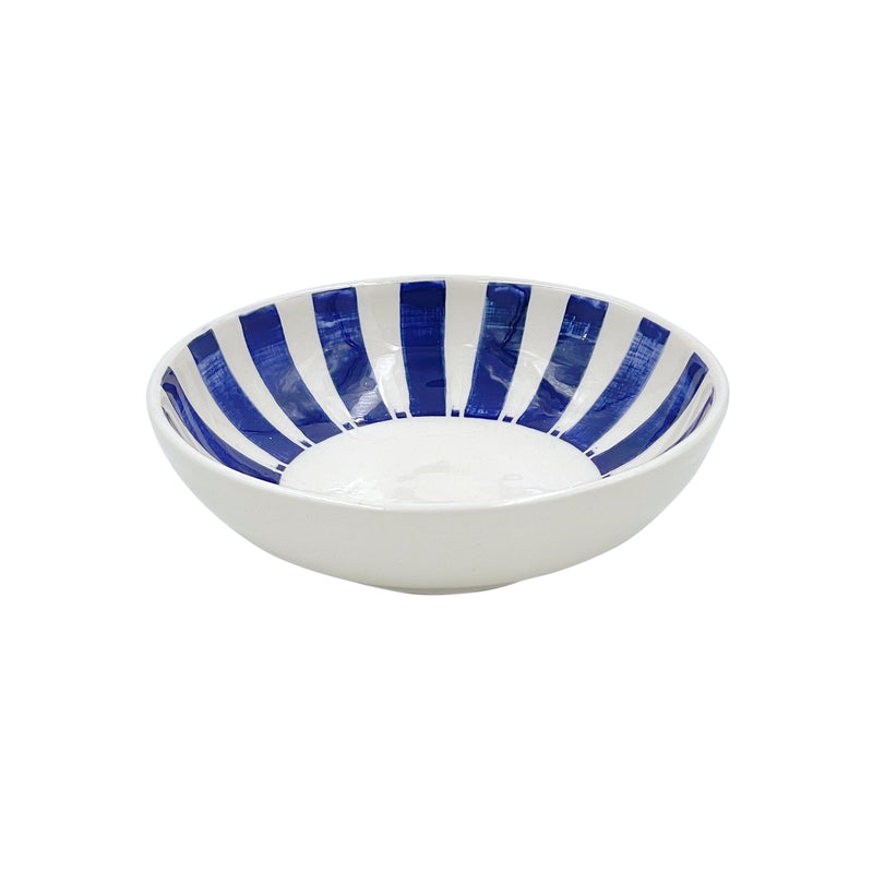 Villa Bologna Pottery-Peanut Bowl in Navy Blue, Stripes