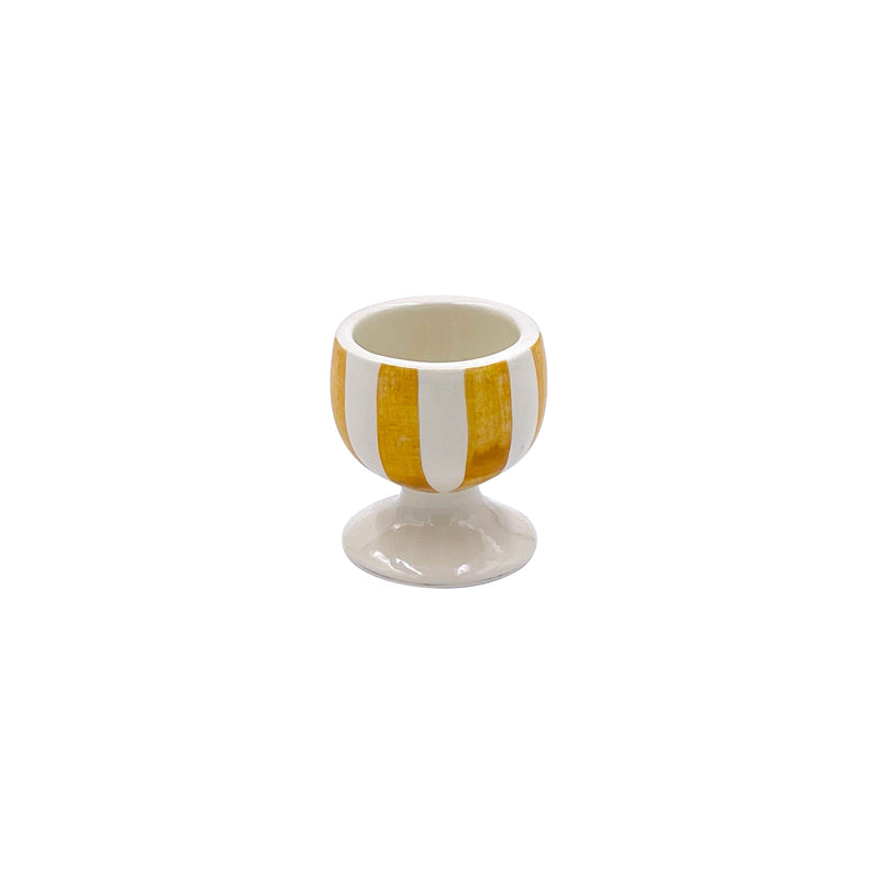 Villa Bologna Pottery-Egg Cup in Yellow, Stripes