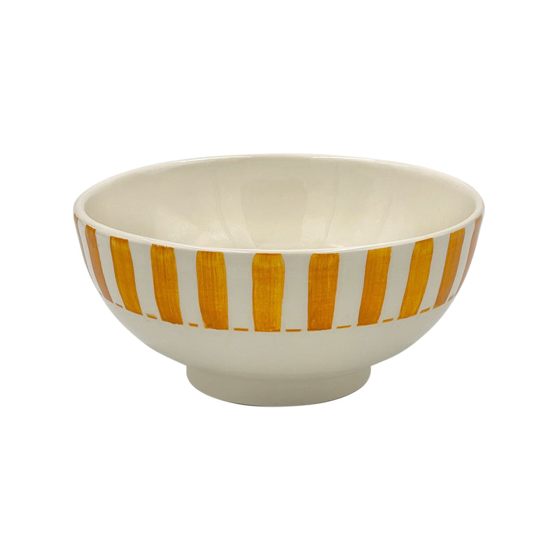 Villa Bologna Pottery-Medium Bowl in Yellow, Stripes