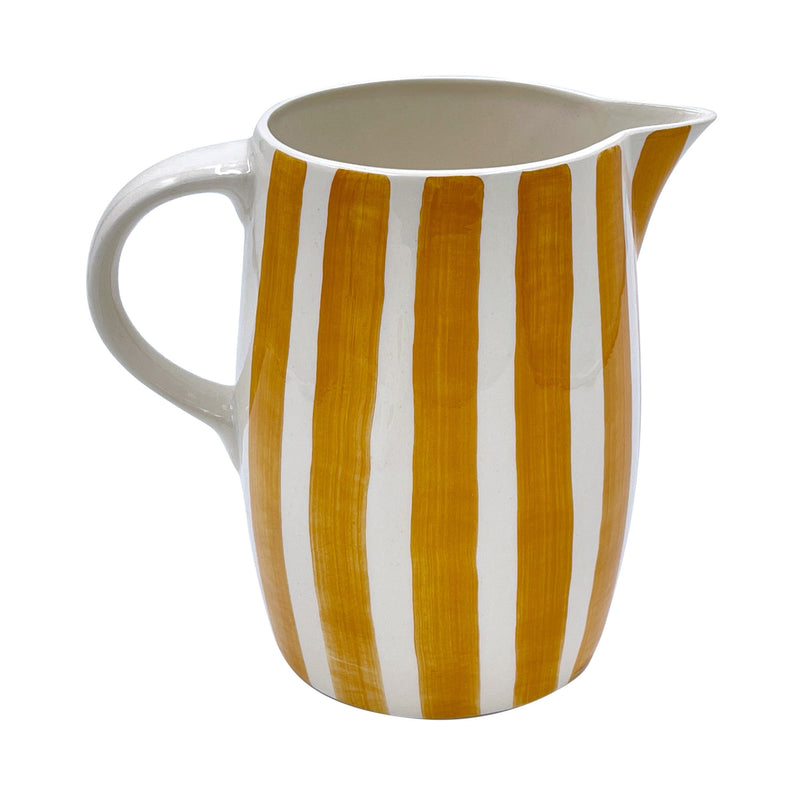 Villa Bologna Pottery-Water Jug in Yellow, Stripes