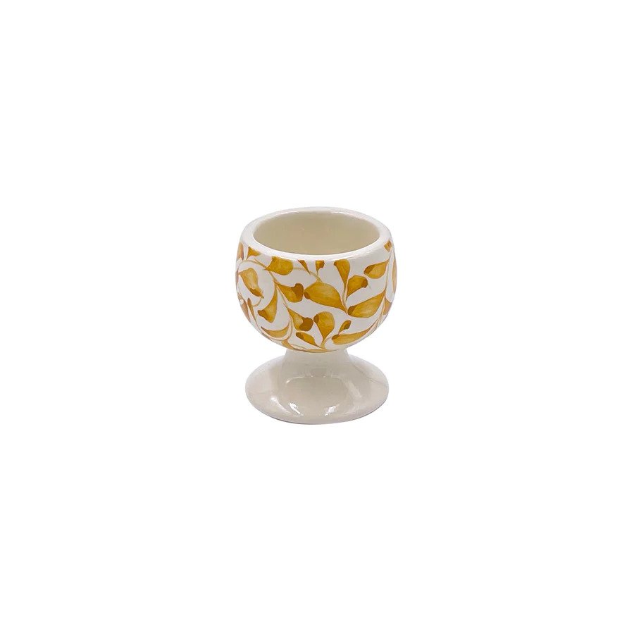 Villa Bologna Pottery-Egg Cup in Yellow, Scroll