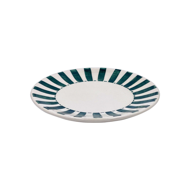 Villa Bologna Pottery-Side Plate in Green, Stripes