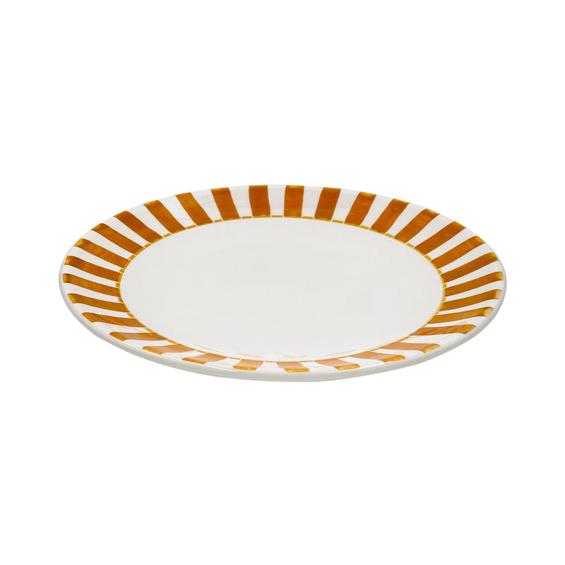 Villa Bologna Pottery-Dinner Plate in Yellow, Stripes