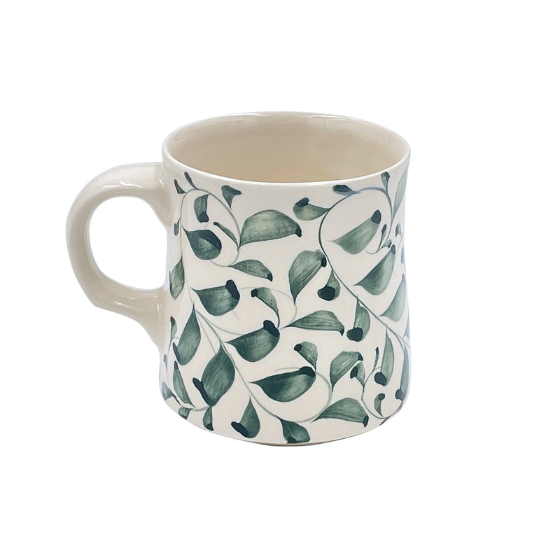 Villa Bologna Pottery-Mug in Green, Scroll