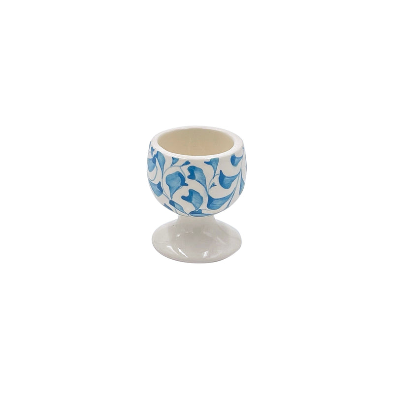 Villa Bologna Pottery-Egg Cup in Light Blue, Scroll