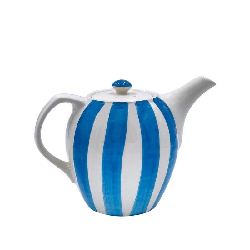 Villa Bologna Pottery-Teapot in Light Blue, Stripes