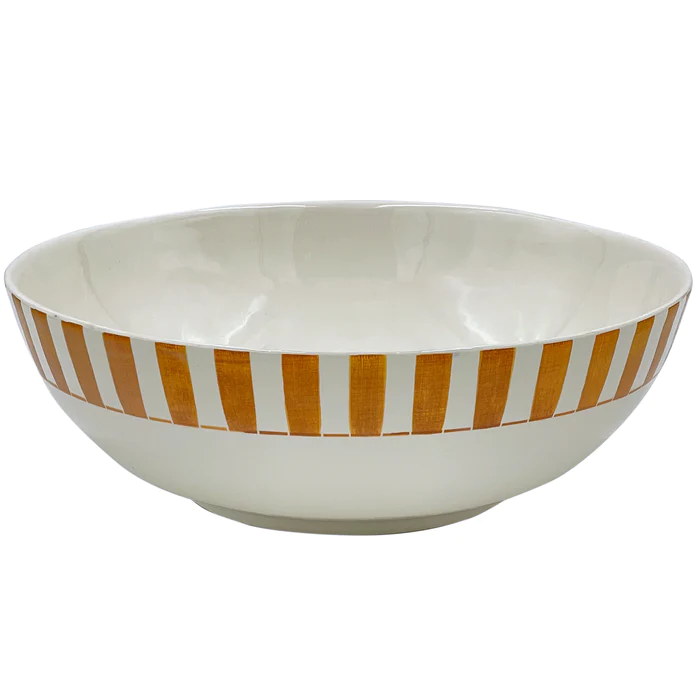 Villa Bologna Pottery-Salad Bowl in Yellow, Stripes