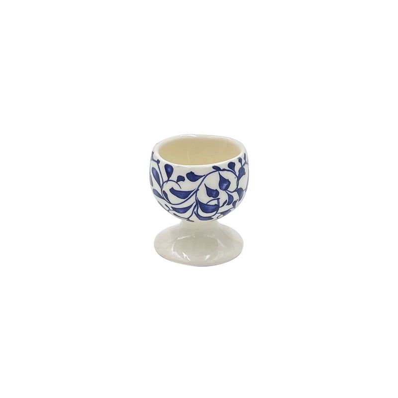 Villa Bologna Pottery-Egg Cup in Navy Blue, Scroll