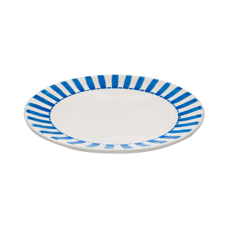 Villa Bologna Pottery-Dinner Plate in Light Blue, Stripes