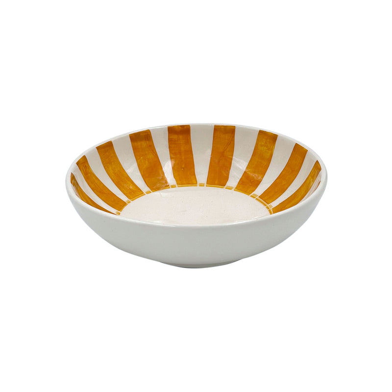 Villa Bologna Pottery-Peanut Bowl in Yellow, Stripes