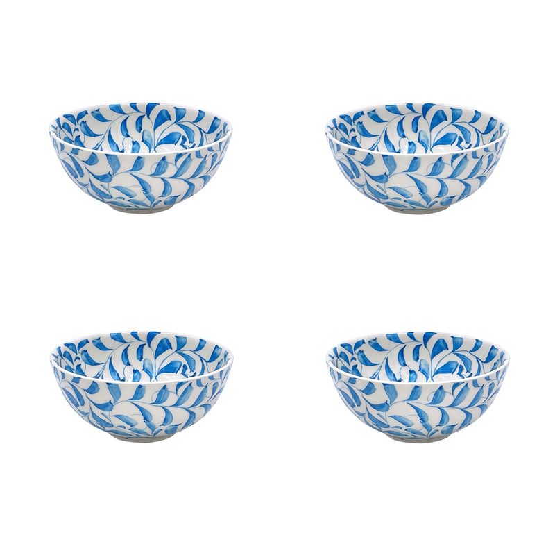 Villa Bologna Pottery-Small Bowl in Light Blue, Scroll, Set of Four
