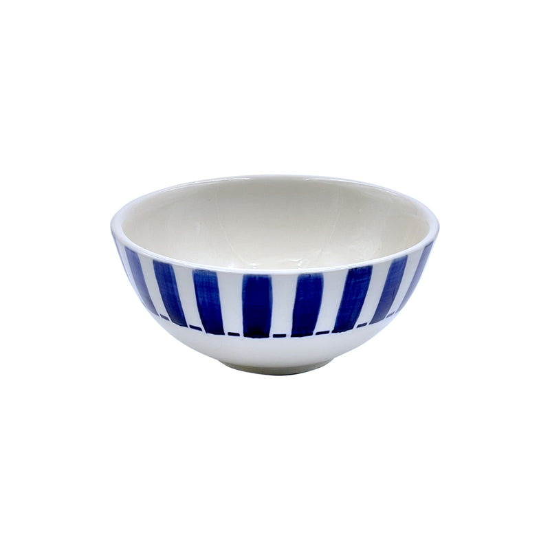 Villa Bologna Pottery-Small Bowl in Navy Blue, Stripes