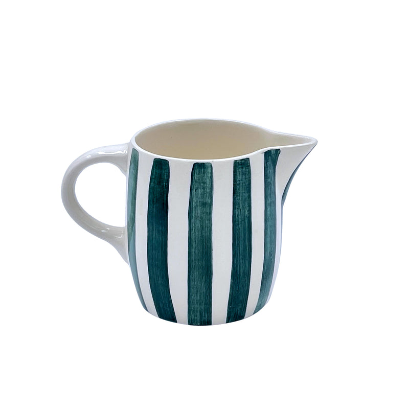 Villa Bologna Pottery-Milk Jug in Green, Stripes