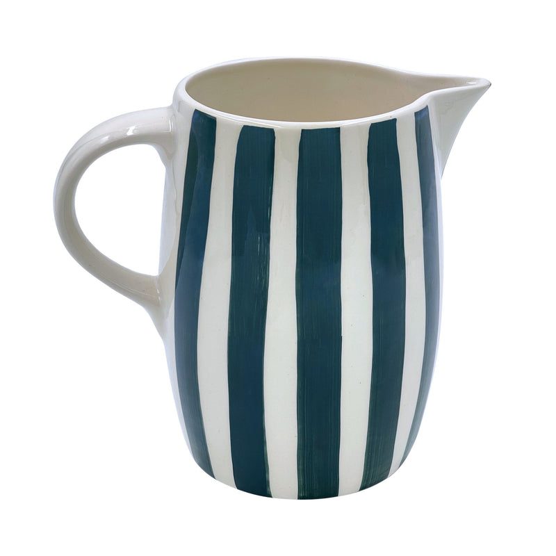Villa Bologna Pottery-Water Jug in Green, Stripes