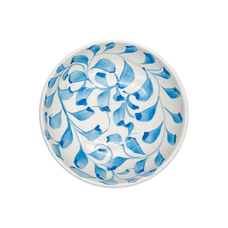 Villa Bologna Pottery-Dipping Bowl in Light Blue, Scroll