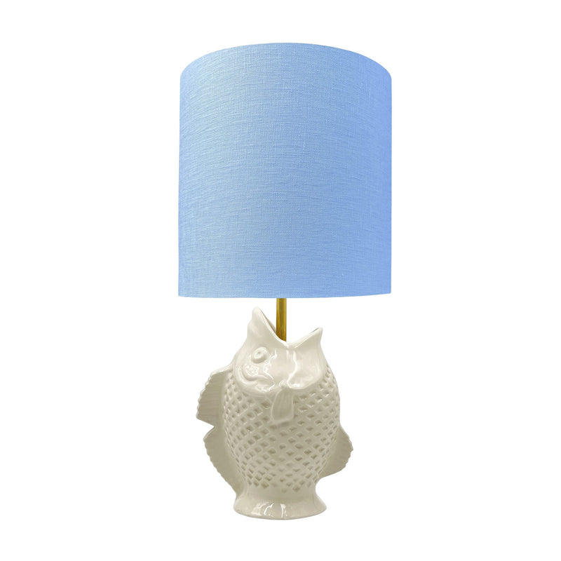 Villa Bologna Pottery-Small Drum Linen Lampshade 25cm in Light Blue