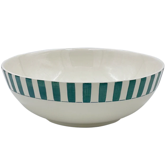 Villa Bologna Pottery-Salad Bowl in Green, Stripes