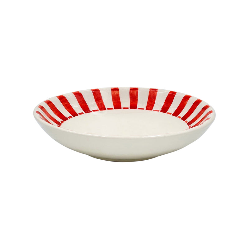 Villa Bologna Pottery-Pasta Bowl in Red, Stripes