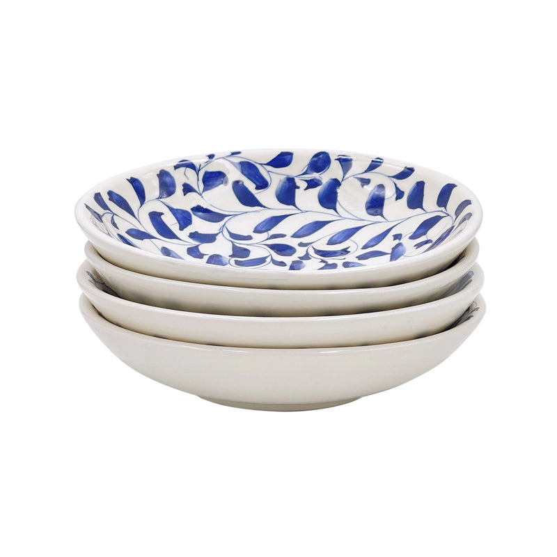 Villa Bologna Pottery-Pasta Bowl in Navy Blue, Scroll, Set of Four