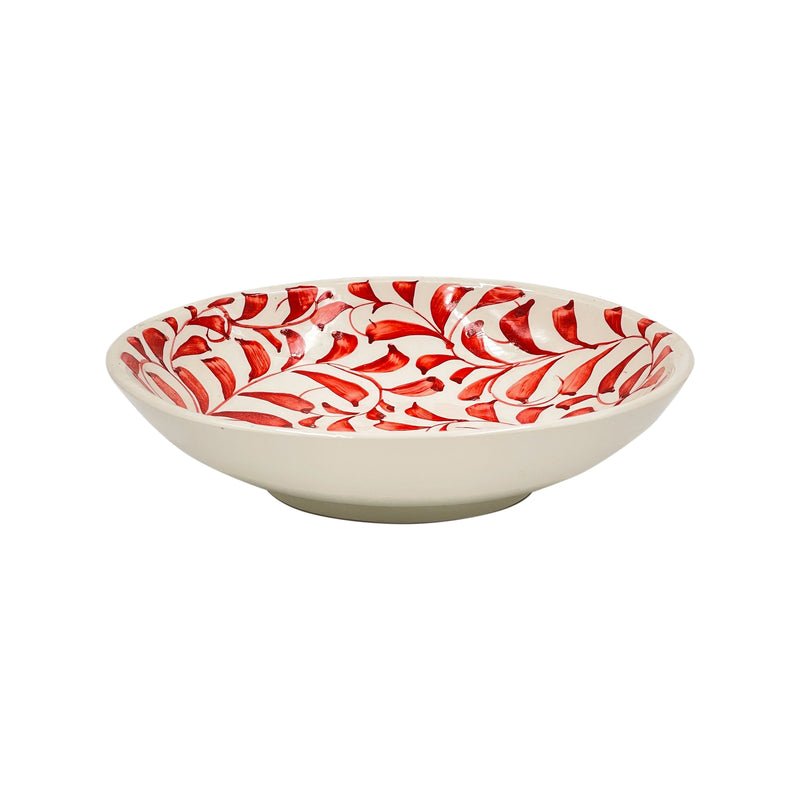 Villa Bologna Pottery-Pasta Bowl in Red, Scroll