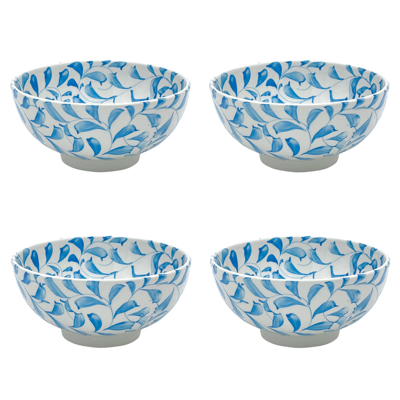 Villa Bologna Pottery-Medium Bowl in Light Blue, Scroll, Set of Four