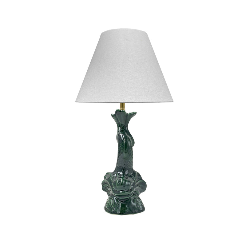 Villa Bologna Pottery-Dolphin Lamp in Emerald Green, Small