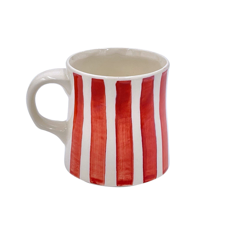 Villa Bologna Pottery-Mug in Red, Stripes