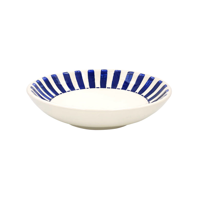 Villa Bologna Pottery-Pasta Bowl in Navy Blue, Stripes