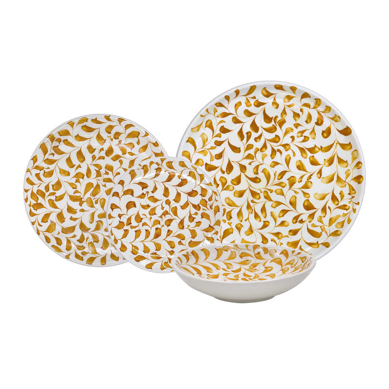 Villa Bologna Pottery-Dinner Set in Yellow, Scroll 16 Piece