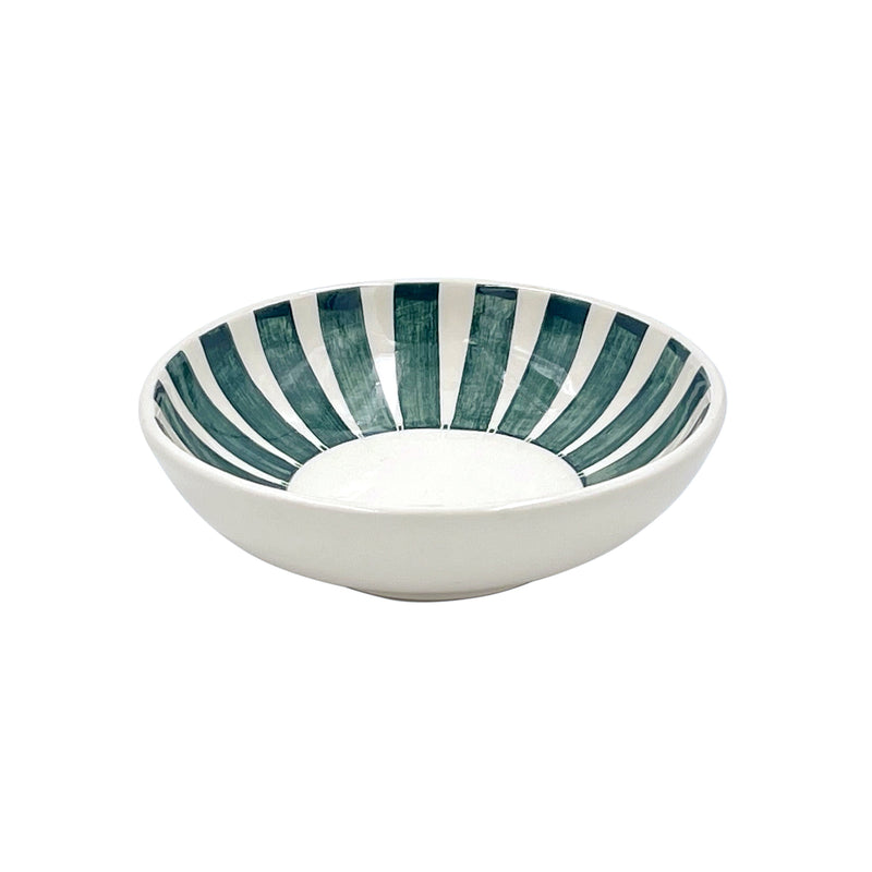 Villa Bologna Pottery-Peanut Bowl in Green, Stripes