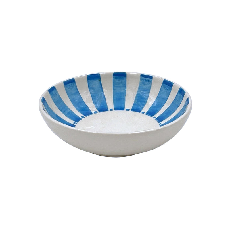 Villa Bologna Pottery-Peanut Bowl in Light Blue, Stripes