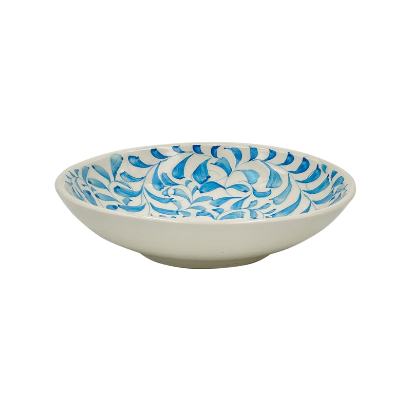 Villa Bologna Pottery-Pasta Bowl in Light Blue, Scroll