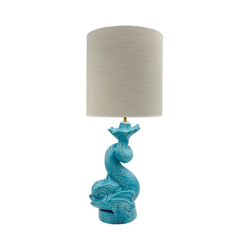 Villa Bologna Pottery-Dolphin Lamp in Turquoise, Small