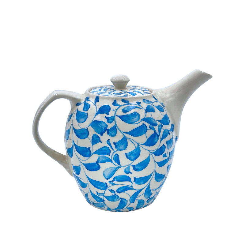 Villa Bologna Pottery-Teapot in Light Blue, Scroll
