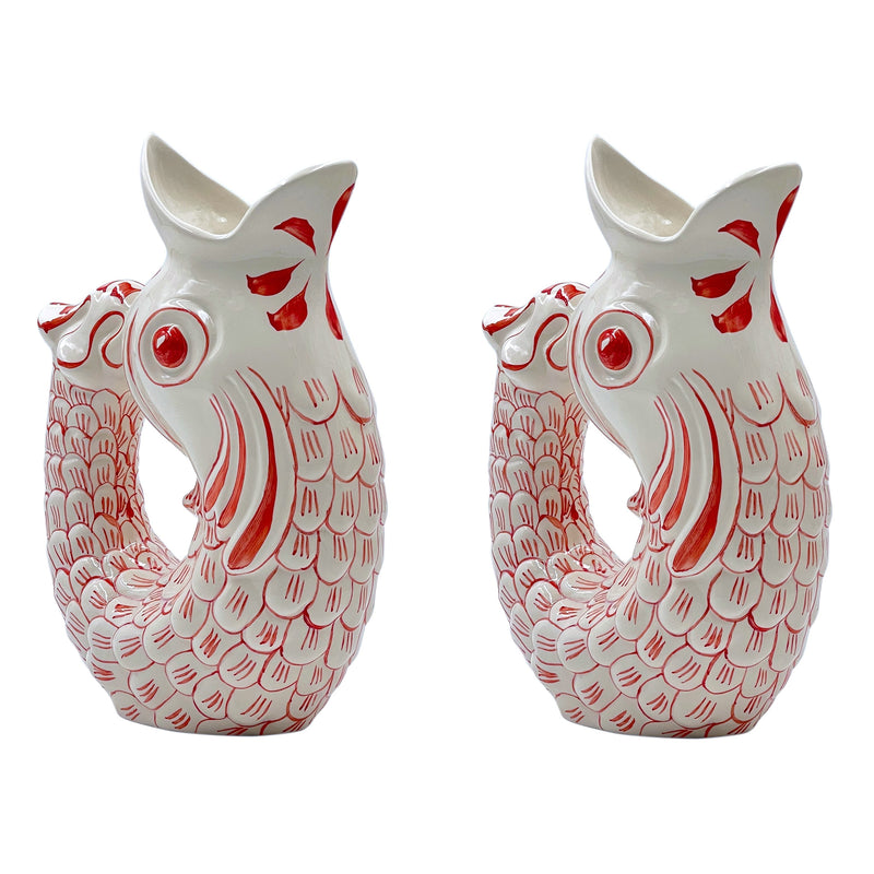 Villa Bologna Pottery-Glug Glug Jug in Red, Set of Two