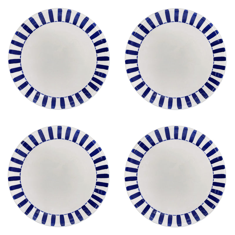 Villa Bologna Pottery-Charger Plate in Navy Blue, Stripes, Set of Four