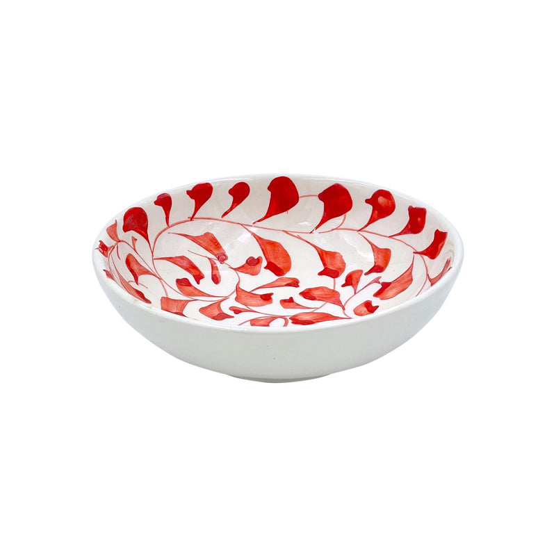 Villa Bologna Pottery-Peanut Bowl in Red, Scroll