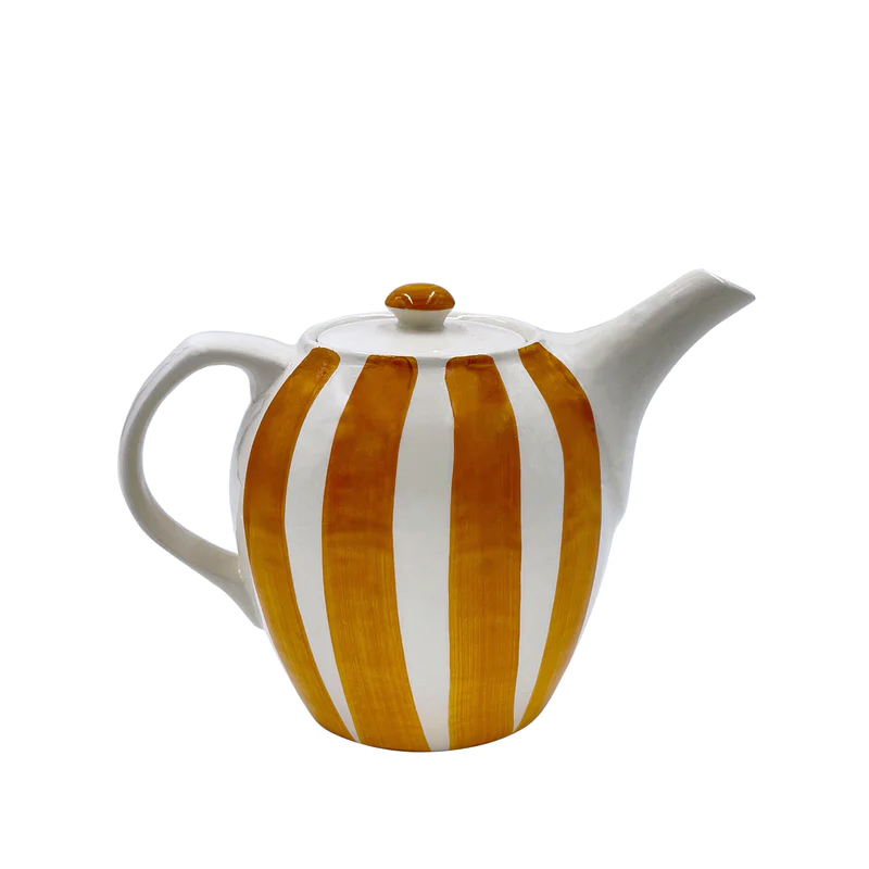 Villa Bologna Pottery-Teapot in Yellow, Stripes