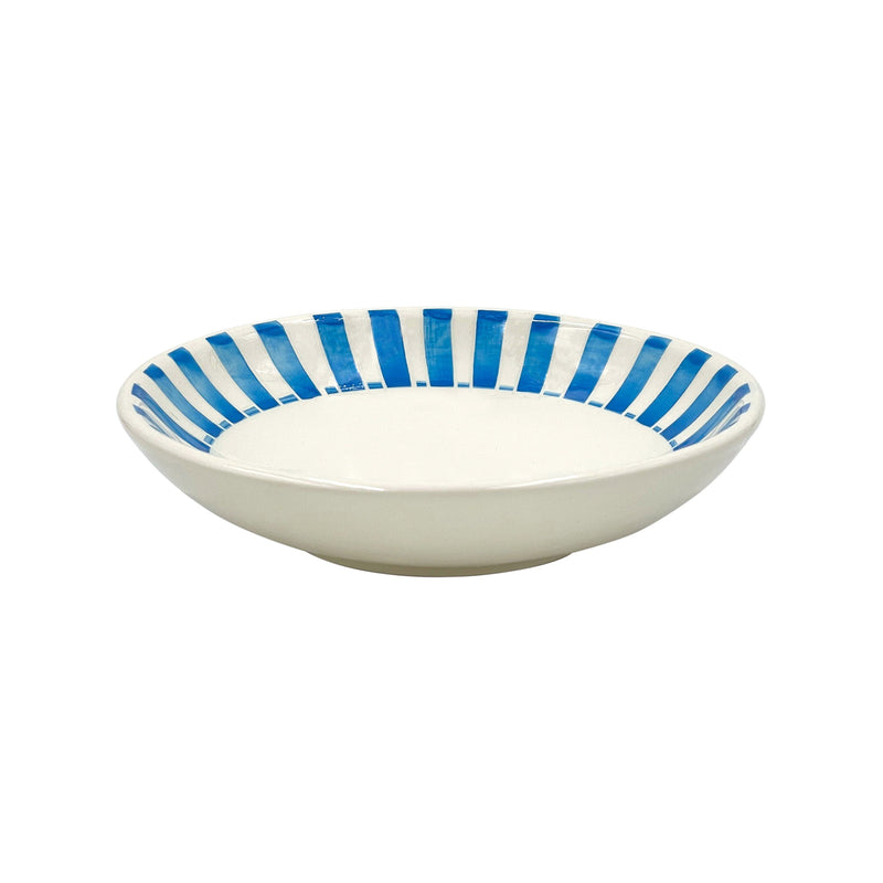 Villa Bologna Pottery-Pasta Bowl in Light Blue, Stripes