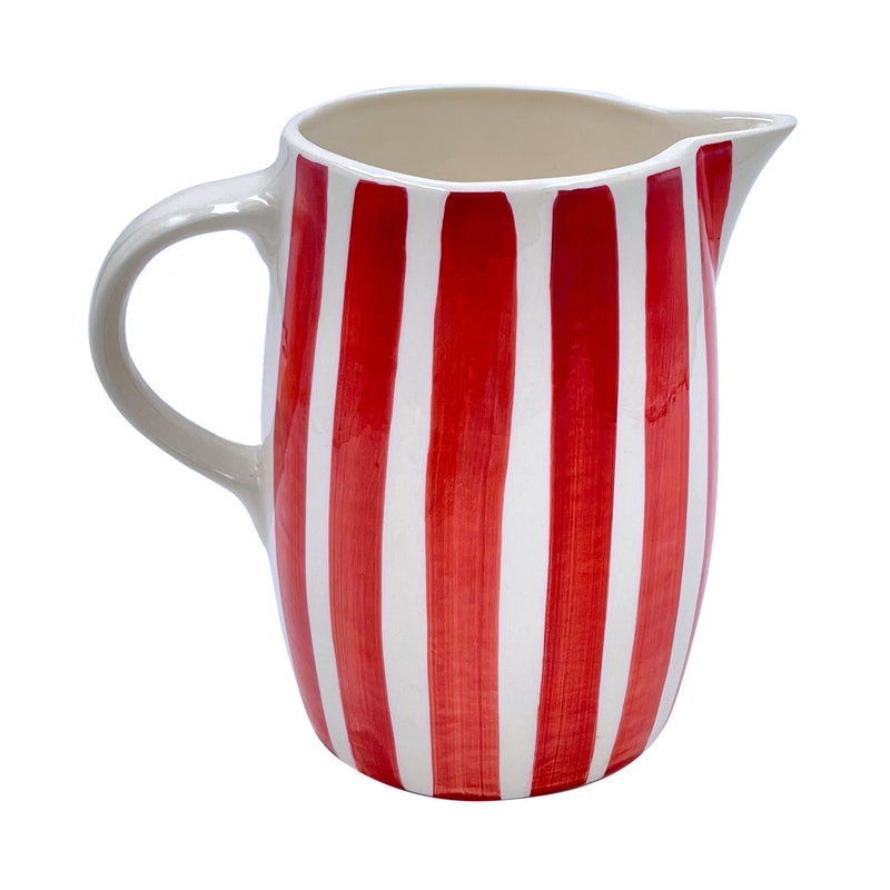 Villa Bologna Pottery-Water Jug in Red, Stripes