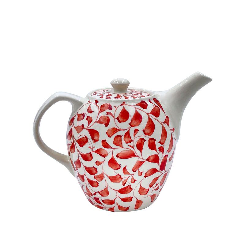 Villa Bologna Pottery-Teapot in Red, Scroll