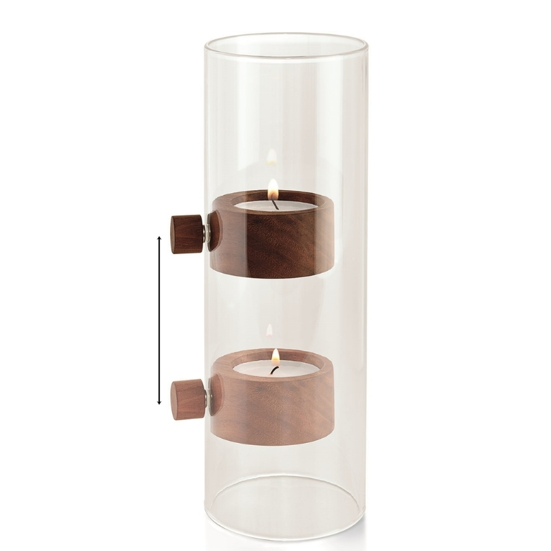 Vinci-Lift Maxi Tealight Holder Glass & Walnut